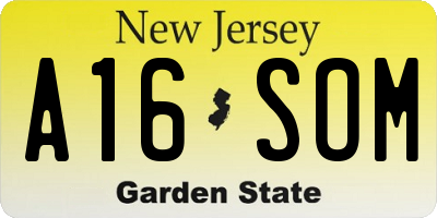 NJ license plate A16SOM