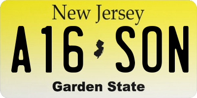 NJ license plate A16SON