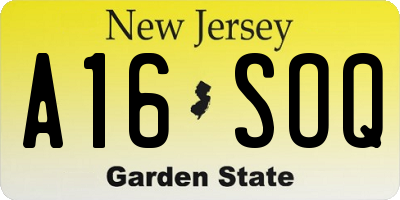 NJ license plate A16SOQ