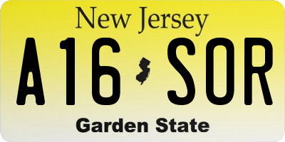 NJ license plate A16SOR