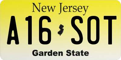 NJ license plate A16SOT