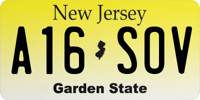 NJ license plate A16SOV