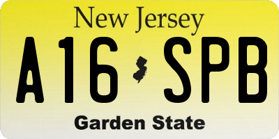 NJ license plate A16SPB