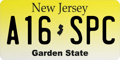 NJ license plate A16SPC