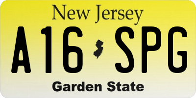 NJ license plate A16SPG