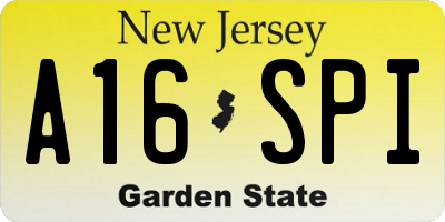 NJ license plate A16SPI