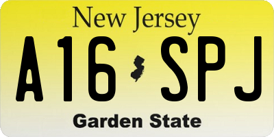 NJ license plate A16SPJ