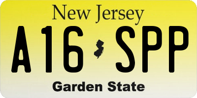 NJ license plate A16SPP