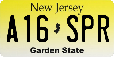 NJ license plate A16SPR
