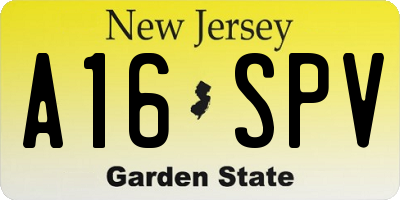 NJ license plate A16SPV