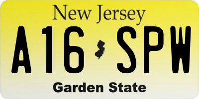 NJ license plate A16SPW