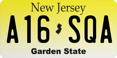 NJ license plate A16SQA