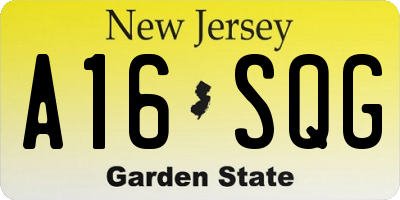 NJ license plate A16SQG