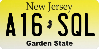 NJ license plate A16SQL