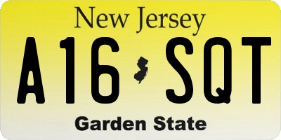 NJ license plate A16SQT