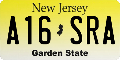 NJ license plate A16SRA