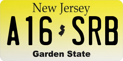 NJ license plate A16SRB