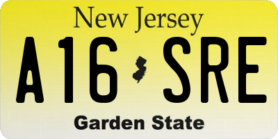 NJ license plate A16SRE