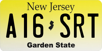 NJ license plate A16SRT