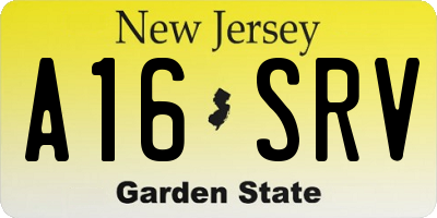 NJ license plate A16SRV