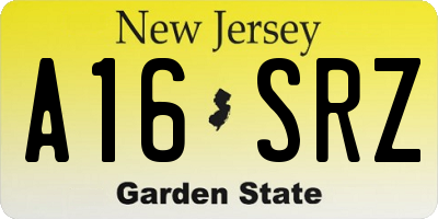 NJ license plate A16SRZ
