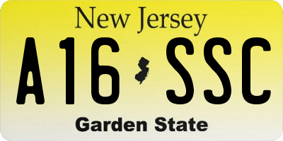 NJ license plate A16SSC