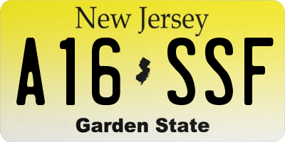 NJ license plate A16SSF