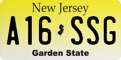 NJ license plate A16SSG
