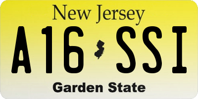 NJ license plate A16SSI