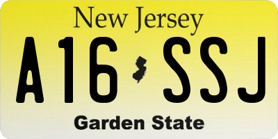 NJ license plate A16SSJ