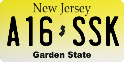 NJ license plate A16SSK