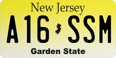 NJ license plate A16SSM