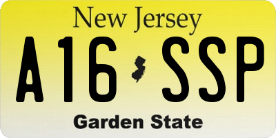 NJ license plate A16SSP