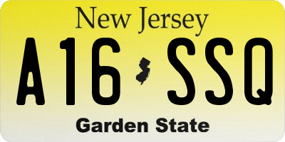 NJ license plate A16SSQ