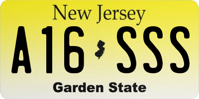 NJ license plate A16SSS
