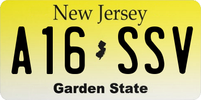 NJ license plate A16SSV