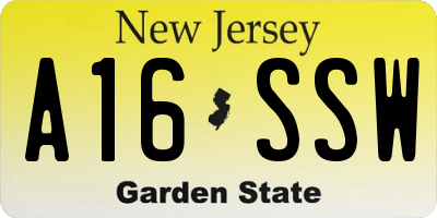NJ license plate A16SSW