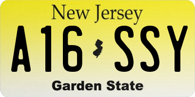 NJ license plate A16SSY