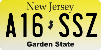 NJ license plate A16SSZ