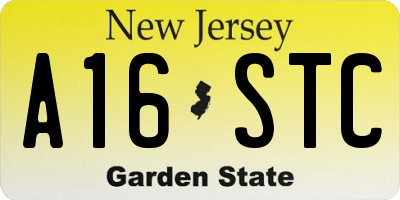NJ license plate A16STC
