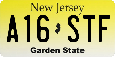 NJ license plate A16STF