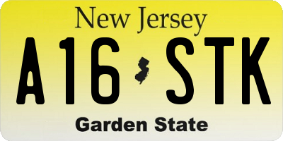 NJ license plate A16STK