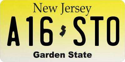 NJ license plate A16STO