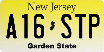 NJ license plate A16STP