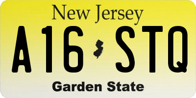 NJ license plate A16STQ