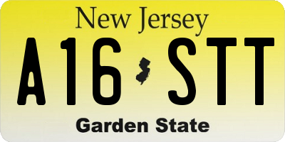 NJ license plate A16STT