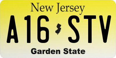 NJ license plate A16STV