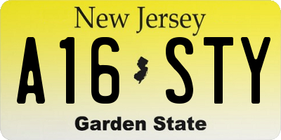 NJ license plate A16STY