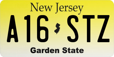 NJ license plate A16STZ