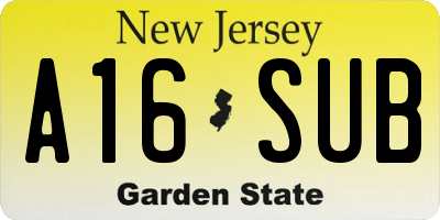 NJ license plate A16SUB